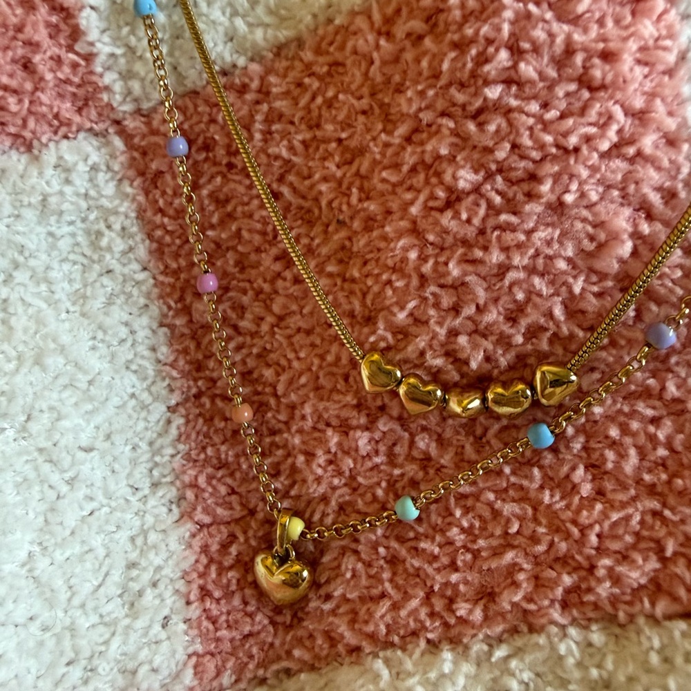 Alex and Ani Gold Heart Necklace with Multicolor Beads